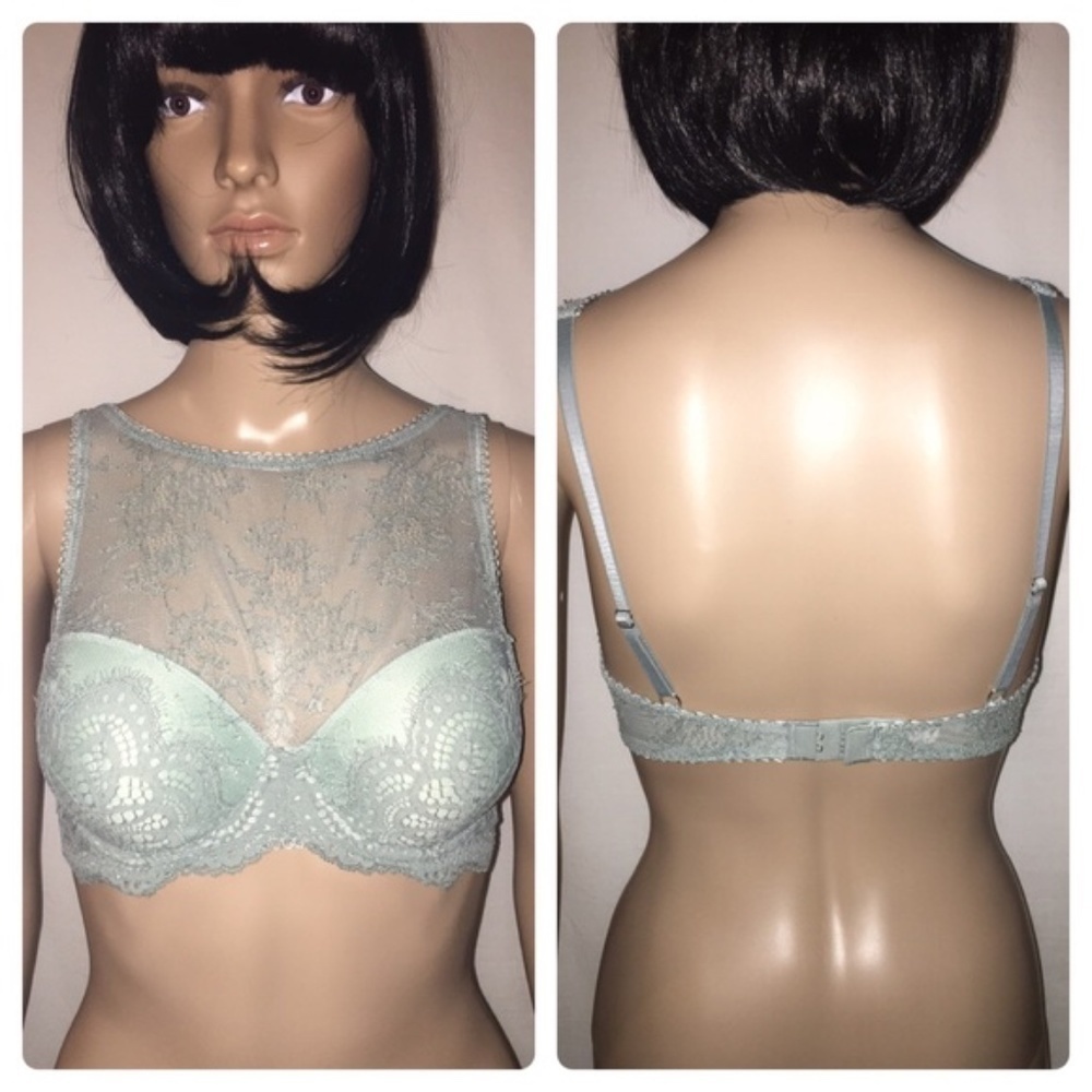 New Victorias Secret Lace High Neck Lined Demi Bra Size 32D